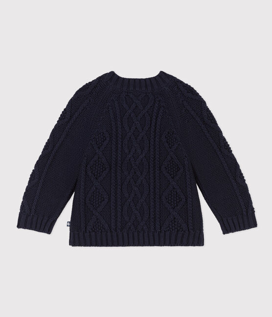 Jersey de punto trenzado de algodón para bebé azul SMOKING