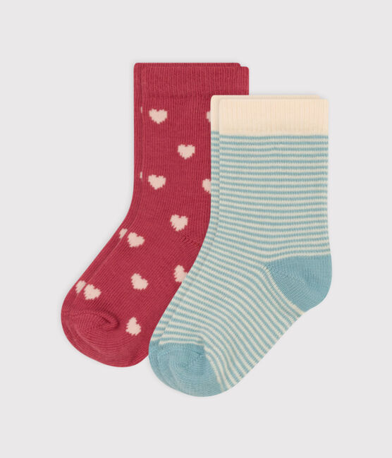 Juego de 2 pares de calcetines de punto de algodón con corazones para bebé variante 2