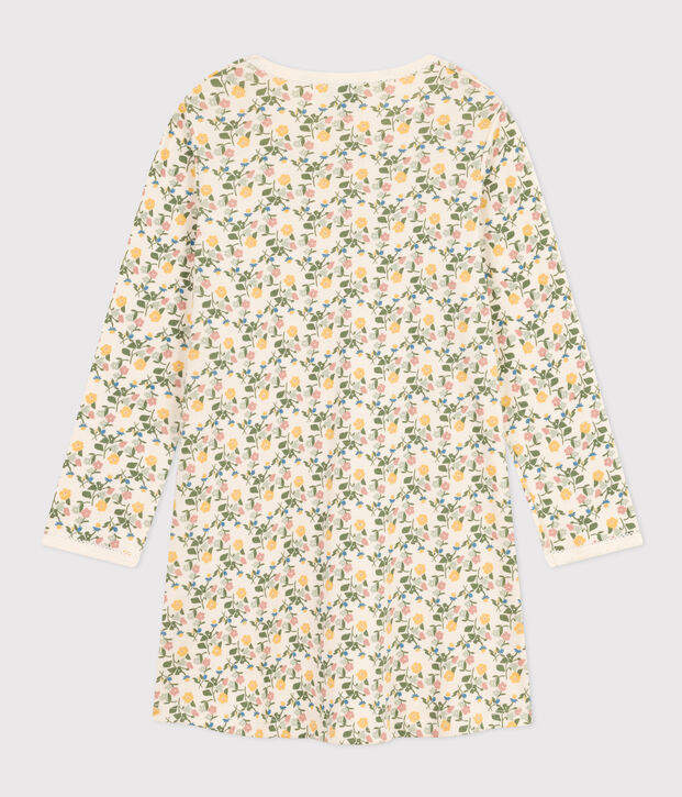 Camis&oacute;n de algod&oacute;n infantil con motivo de flores crudo/multicolor