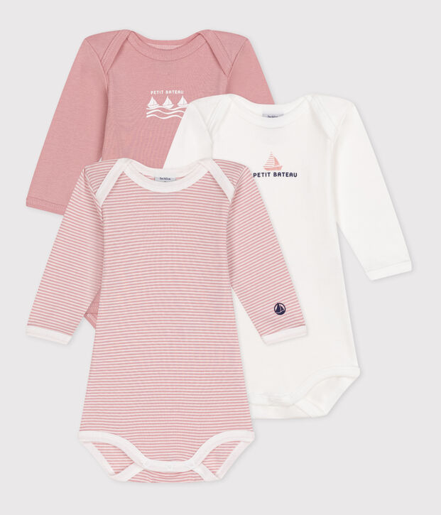 Juego de 3 bodis de algod&oacute;n de manga larga para beb&eacute; multicolor