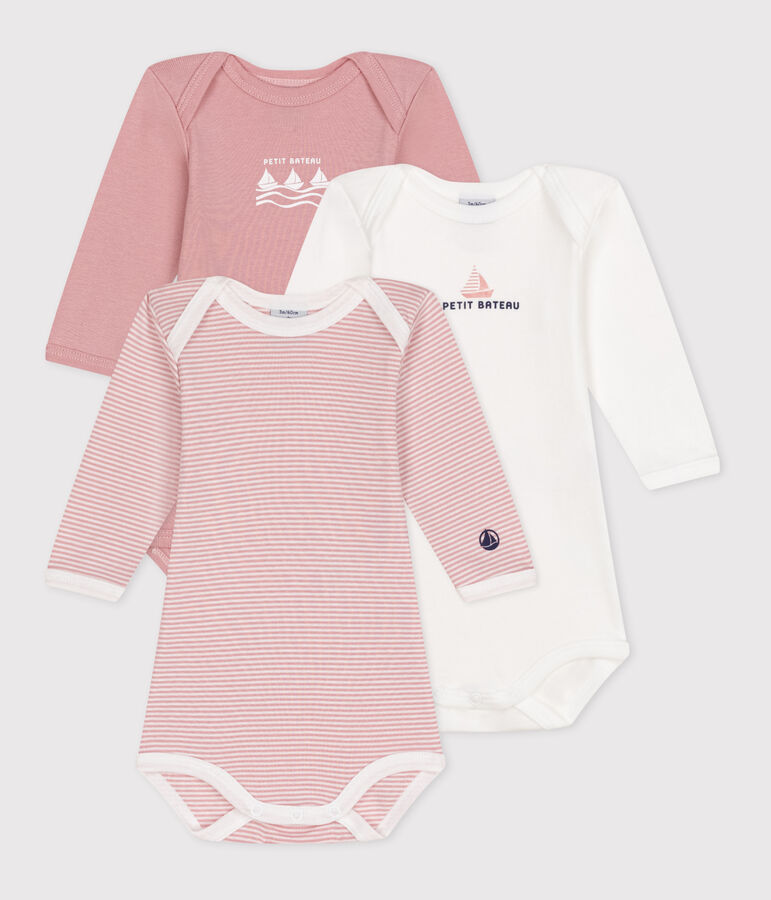 Juego de 3 bodis de algod&oacute;n de manga larga para beb&eacute; multicolor