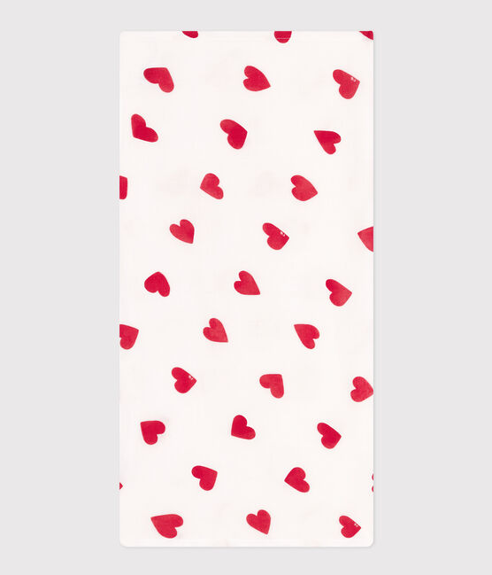 MUSELINA DE GASA DE ALGODÓN CON CORAZÓN PARA BEBÉ blanco MARSHMALLOW/rojo TERKUIT