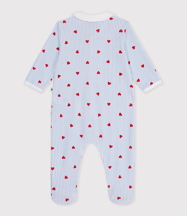 Pijama de algod&oacute;n con cuello y estampado de corazones para beb&eacute; blanco/multicolor