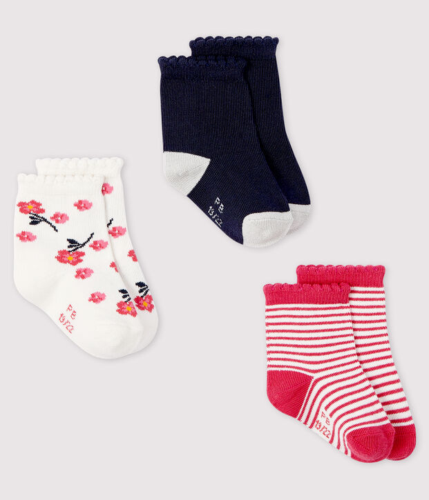 Juego de 3 pares de calcetines para beb&eacute; multicolor