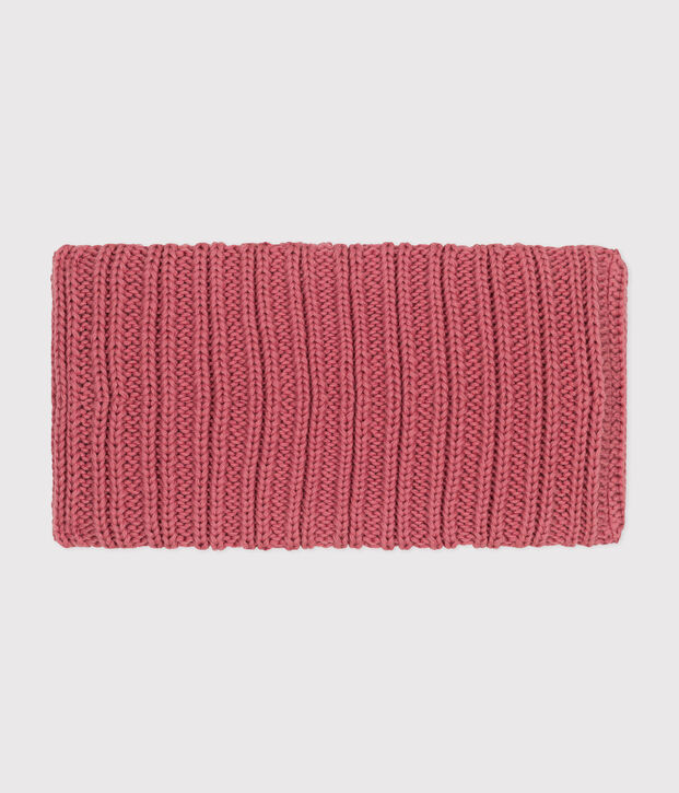 Cuello de punto tricotado con forro polar para beb&eacute; rosa