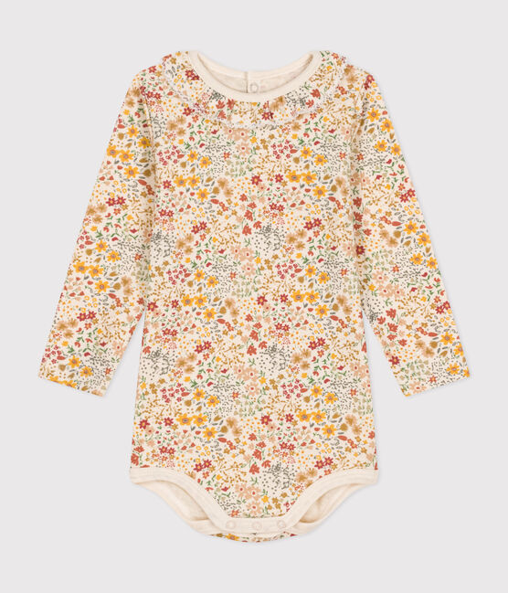 Body de algodón de manga larga con cuello isabelino para bebé blanco AVALANCHE/ MULTICO