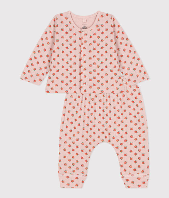 Conjunto de túbico con estampado de flores para bebé rosa SALINE/blanco MULTICO