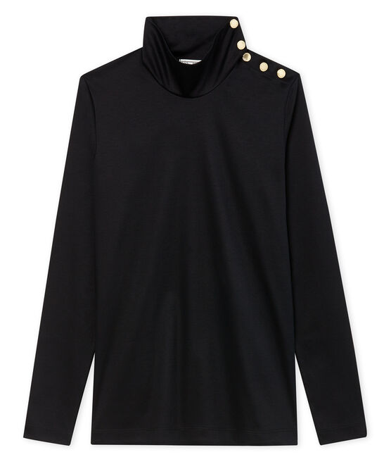 Cuello alto para mujer con botones negro NOIR