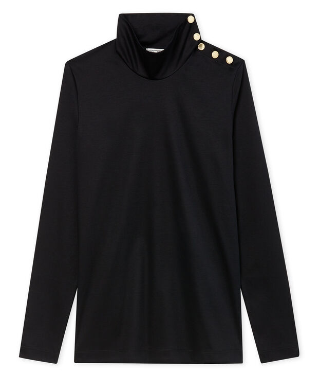 Cuello alto para mujer con botones negro