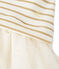 Vestido bi-materia de rayas brillantes beige COQUILLE/amarillo LUREX DORE