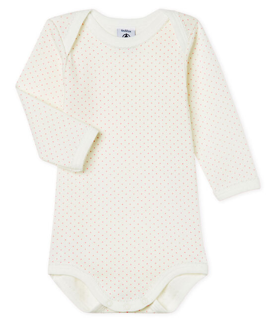 Body de manga larga para bebé niña blanco MARSHMALLOW/rosa CHARME