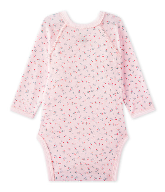 Body de nacimiento de manga larga estampado para bebé niña rosa VIENNE/blanco MULTICO