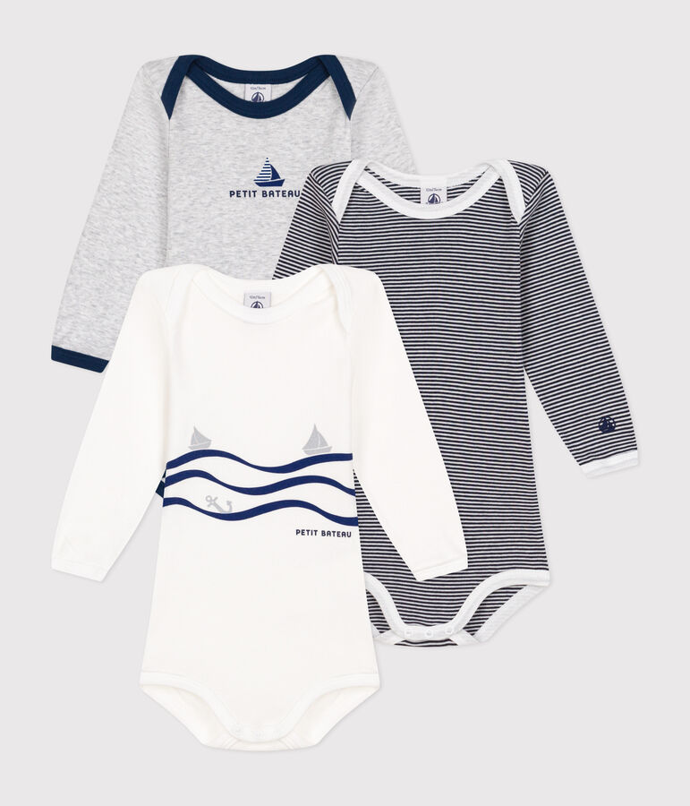 Juego de 3 bodis de algod&oacute;n de manga larga para beb&eacute; variante 3