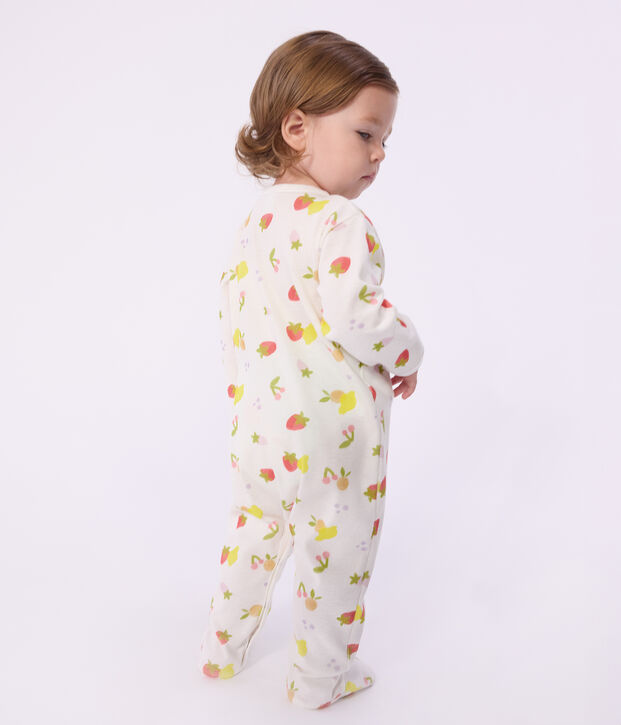 Pijama de algod&oacute;n con estampado de frutas para beb&eacute; blanco/multicolor