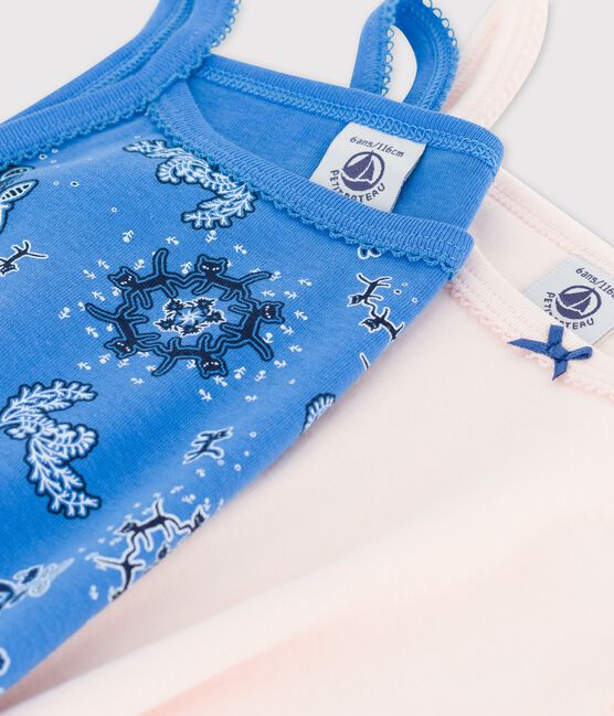 Juego de 2 camisas de tirantes de bandana de algodón orgánico de niña variante 1