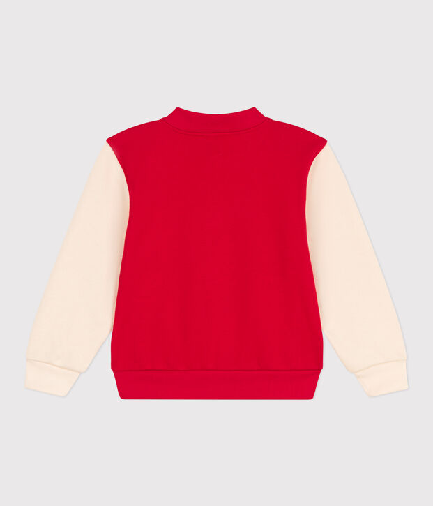 Chaqueta teddy de felpa para ni&ntilde;o rojo/crudo
