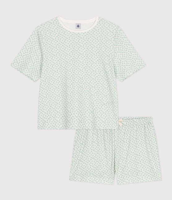 Pijama corto de algodón con flores para mujer MARSHMALLOW/ PAUL