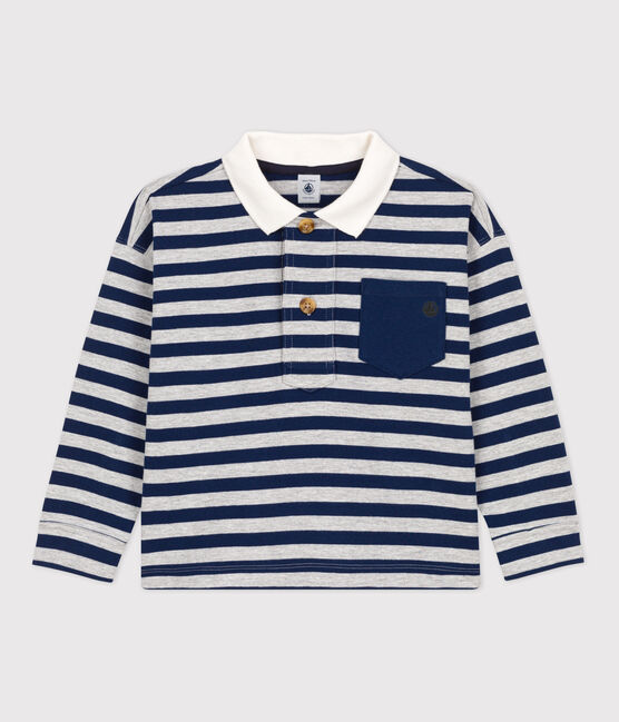 Polo de manga larga a rayas de algodón de niño azul MEDIEVAL/ FUMEE