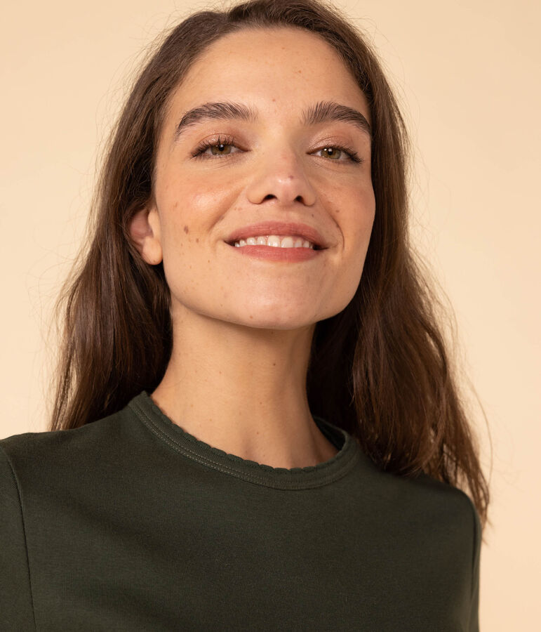 Camiseta L'ICONIQUE de algod&oacute;n de punto cocotte para mujer verde