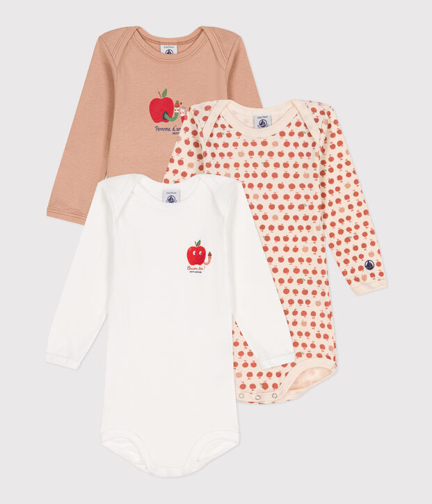 Juego de 3 bodys de algod&oacute;n de manga larga para beb&eacute; multicolor