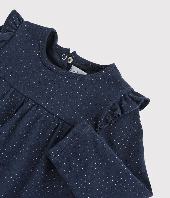 Blusa de algodón de bebé. azul SMOKING/blanco MARSHMALLOW