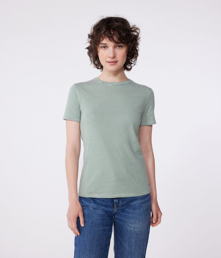 Camiseta Ic&oacute;nica de algod&oacute;n a rayas para mujer verde/blanco