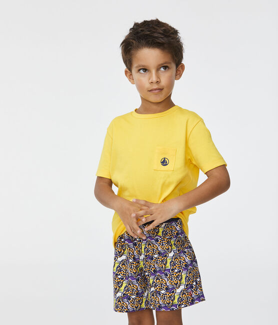 Shorts de playa infantiles para niño blanco MARSHMALLOW/blanco MULTICO