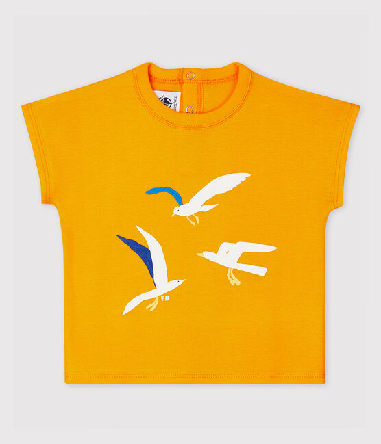 Camiseta de manga corta de algodón para bebé niño. amarillo TEHONI