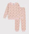 Pijama infantil de terciopelo con estampado de flores rosa SALINE/blanco MULTICO
