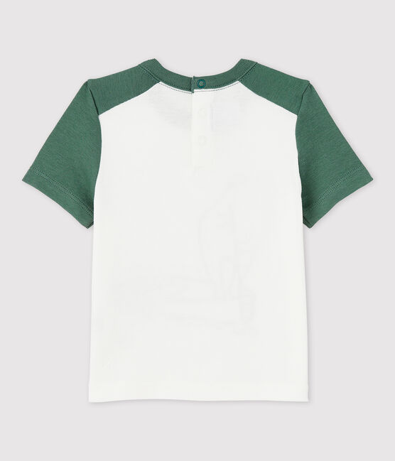 Camiseta de manga corta de algodón de bebé niño blanco MARSHMALLOW/verde VALLEE