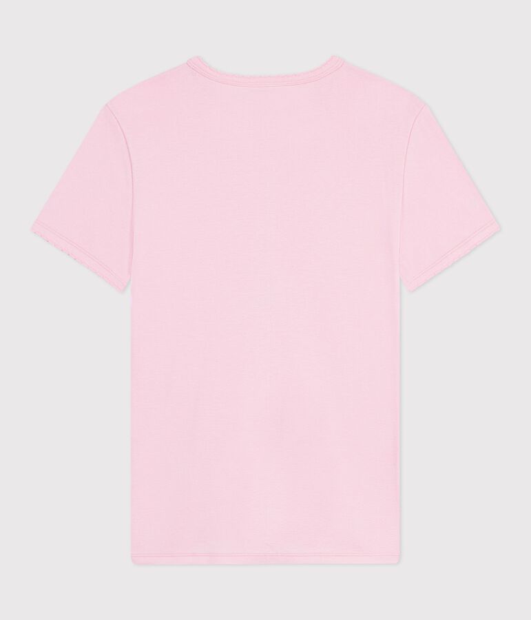 Camiseta lisa de algod&oacute;n de manga corta para mujer rosa