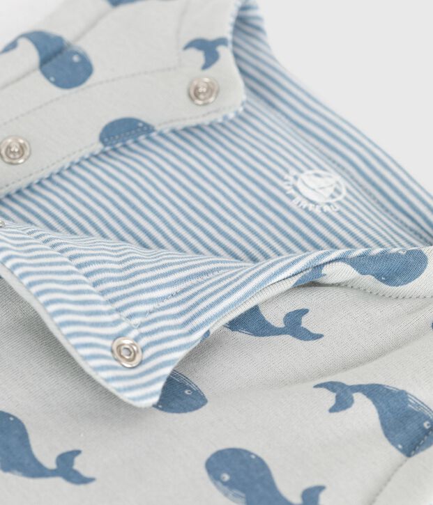 Chaleco reversible de algod&oacute;n con estampado de ballenas para beb&eacute; azul/azul