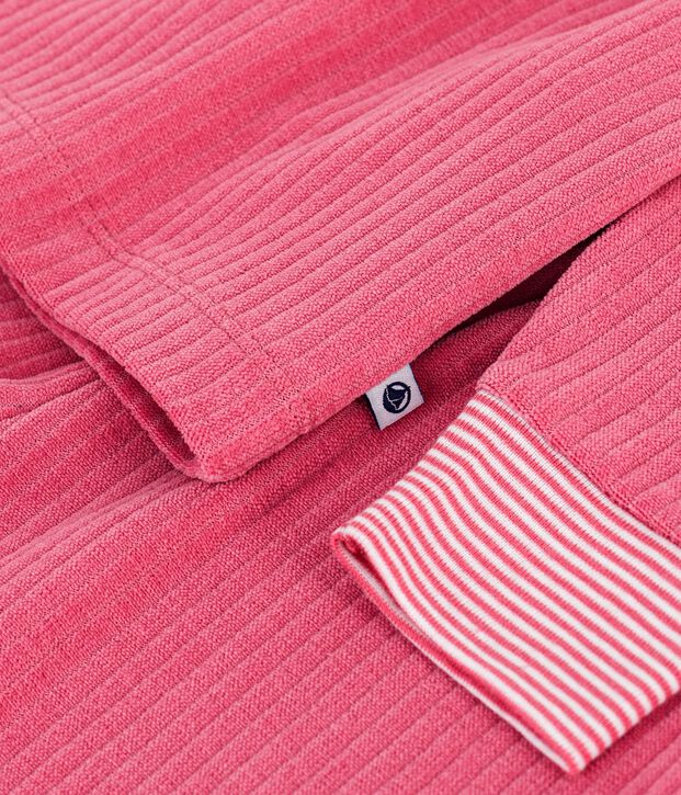 Pijama infantil liso de pana rosa