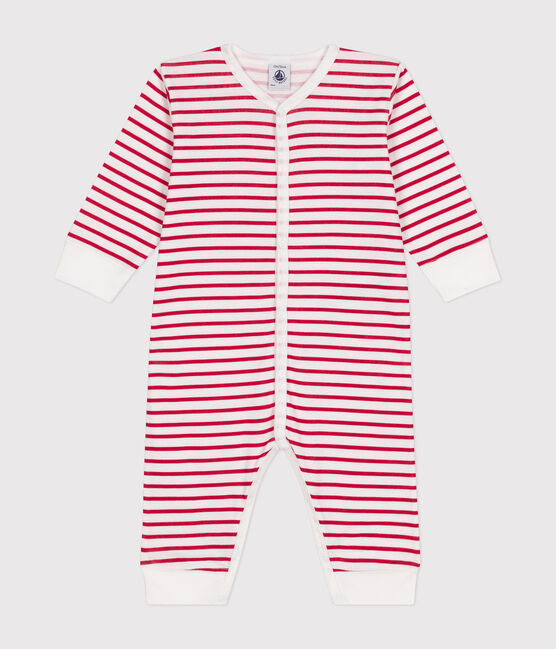 Pijama de algodón sin pies para bebé blanco ECUME/rojo TERKUIT