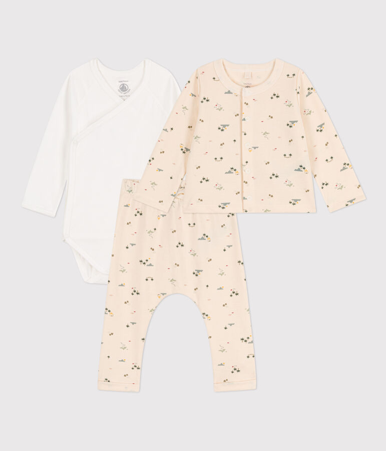 Conjunto de algod&oacute;n estampado para beb&eacute; crudo/multicolor