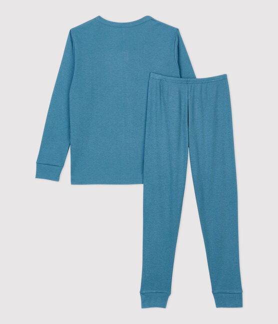 Pijama liso de niña/niño algodón y lyocell azul POLOCHON