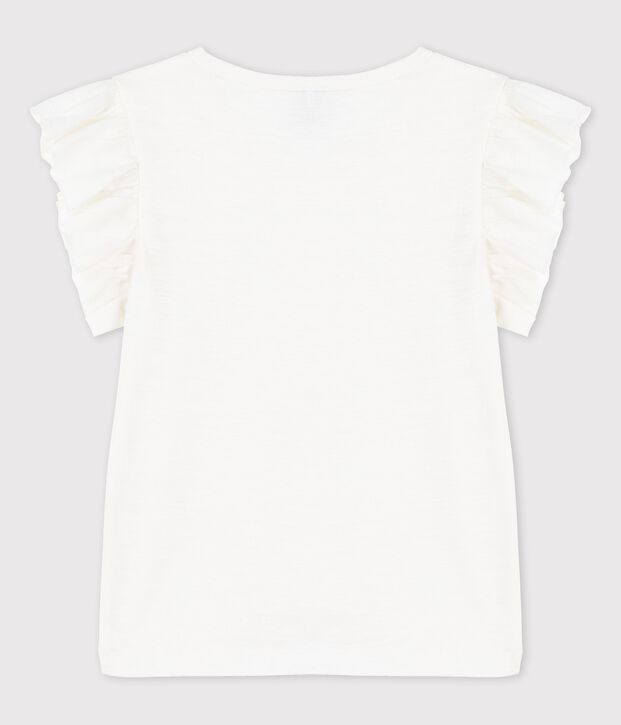 Camiseta de manga corta de algod&oacute;n de ni&ntilde;a blanco