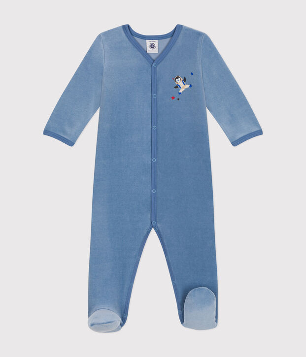 Pijama de terciopelo para beb&eacute; azul