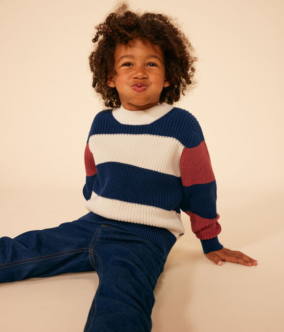 Jersey de algodón infantil a rayas blanco AVALANCHE/ MULTICO