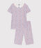Pijama corto de algodón con flores para niña blanco MARSHMALLOW/blanco MULTICO