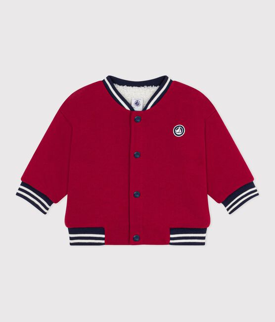 Chaqueta teddy lisa de algodón y borreguito para bebé AMARANTE