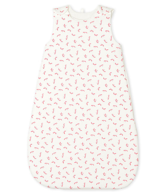 Saco de punto para bebé blanco MARSHMALLOW/rosa GROSEILLER