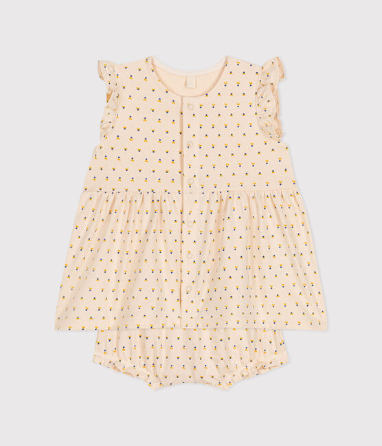 Vestido sin mangas con bombachos de jersey ligero de bebé blanco AVALANCHE/ MULTICO