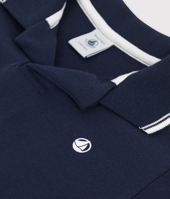 Polo de manga corta de punto de niño azul SMOKING