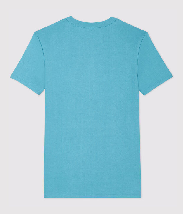 Camiseta de cuello redondo emblem&aacute;tica de algod&oacute;n de mujer azul