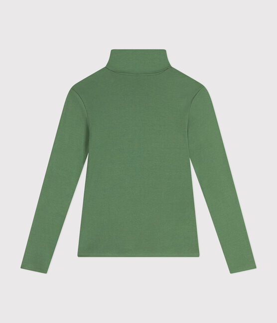 Camiseta Iconique de cuello vuelto de algodón para mujer verde PALMERAIE
