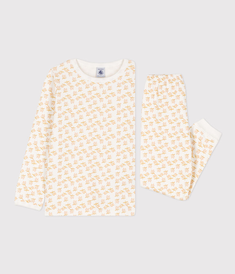 Pijama de t&uacute;bico con flor para ni&ntilde;a blanco/multicolor