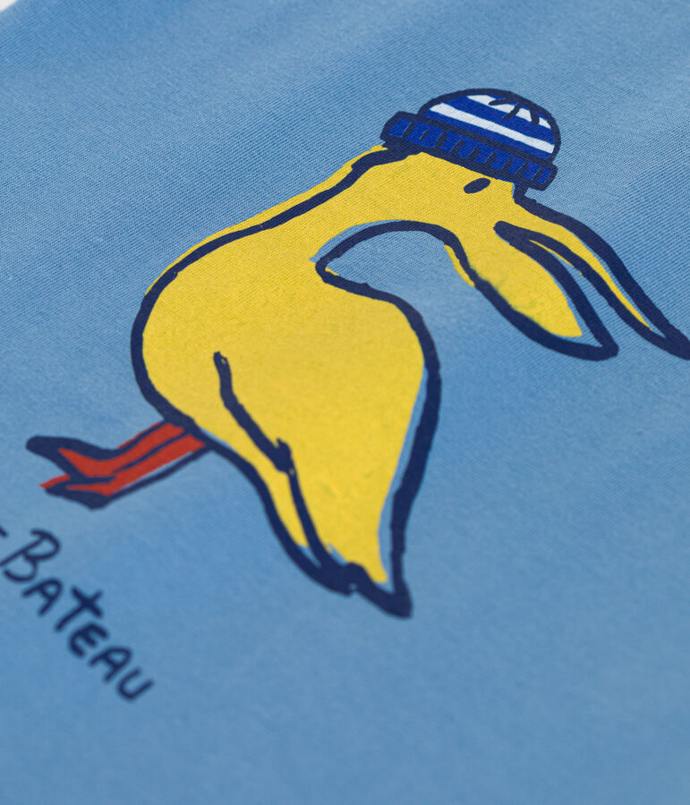 Camiseta lisa de manga corta de algod&oacute;n para beb&eacute; azul