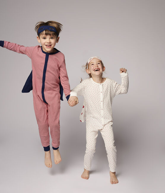 Mono disfraz de superhéroe de algodón ecológico de niño rojo TERKUIT/blanco MARSHMALLOW