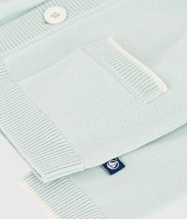 C&aacute;rdigan de algod&oacute;n liso para beb&eacute; verde